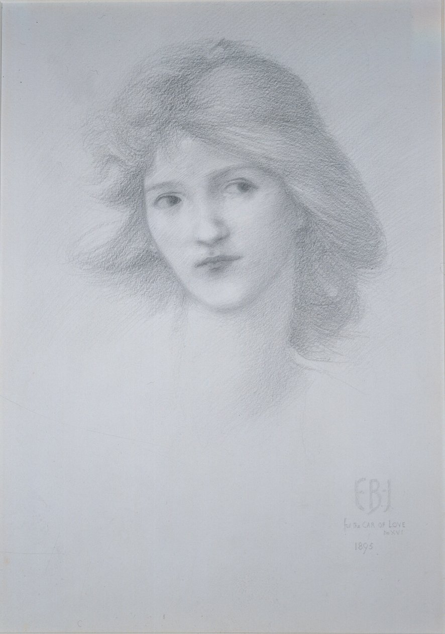 女主管：研究&39;爱之车&39;，1895年（铅笔） 作者 爱德华·伯恩·琼斯