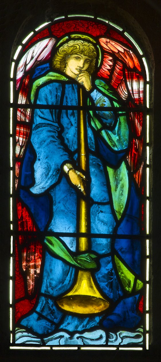 Hoarwithy，St Catherine，Morris＆Co.，Edward Burne-Jones，Trumpeting Angel，1879 作者 爱德华·伯恩·琼斯
