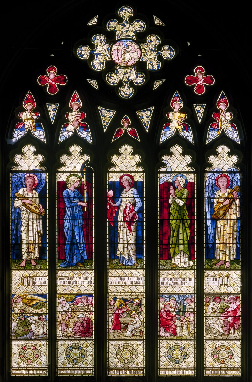 Oxford Harris Manchester College，Morris＆Co.，Edward Burne-Jones，West Wisndow，1896 作者 爱德华·伯恩·琼斯