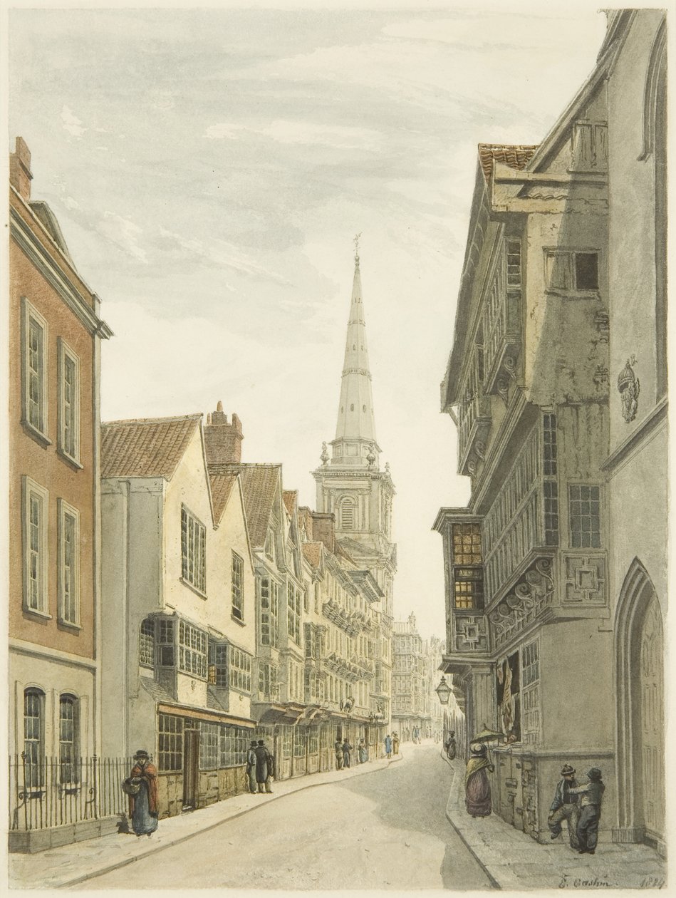Broad Street (pencil & watercolor on paper) 作者 爱德华·卡辛