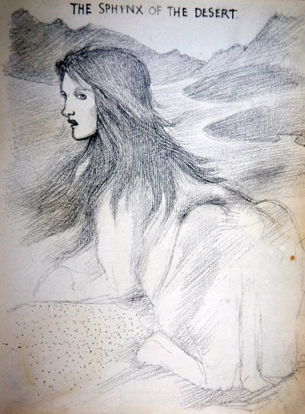 沙漠中的斯芬克斯（纸上铅笔画） 作者 爱德华·科利·伯恩-琼斯