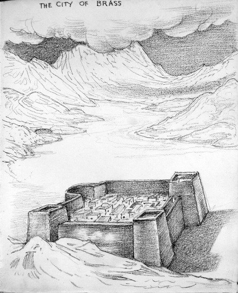 黄铜之城（纸上铅笔画） 作者 爱德华·科利·伯恩-琼斯