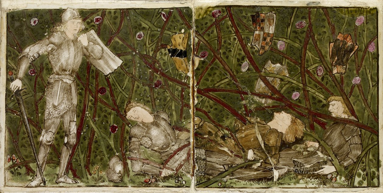 一组十六个瓷砖成对排列，形成八个插图的&39;Briar Rose&39;故事，1862年至1865年（陶瓷） 作者 爱德华·伯恩·琼斯