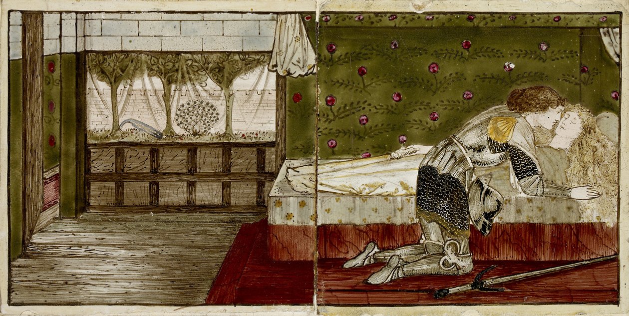 一组十六个瓷砖成对排列，形成八个插图的&39;Briar Rose&39;故事，1862-1865（陶瓷） 作者 爱德华·伯恩·琼斯