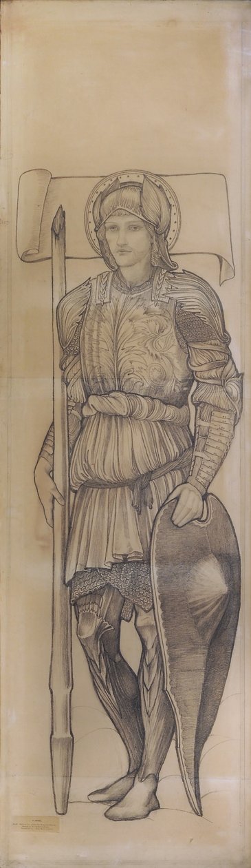 圣乔治，1880年（粉笔在纸上） 作者 爱德华·伯恩·琼斯