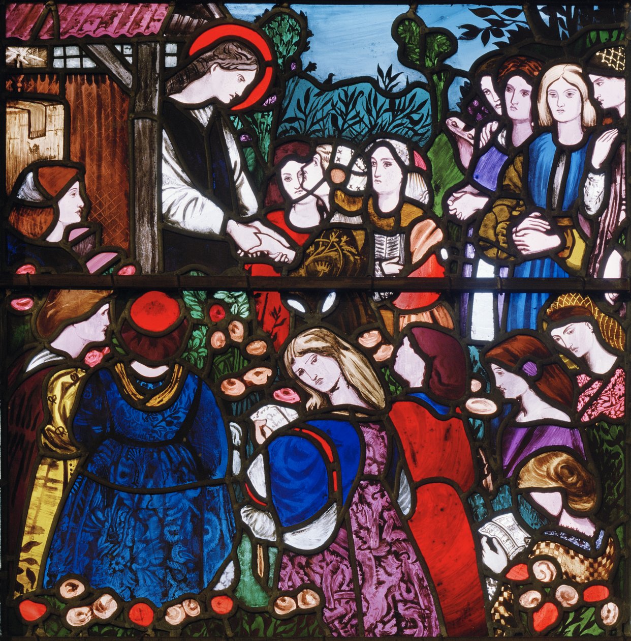 St Frideswide，细节，1859年（彩色玻璃） 作者 爱德华·伯恩·琼斯
