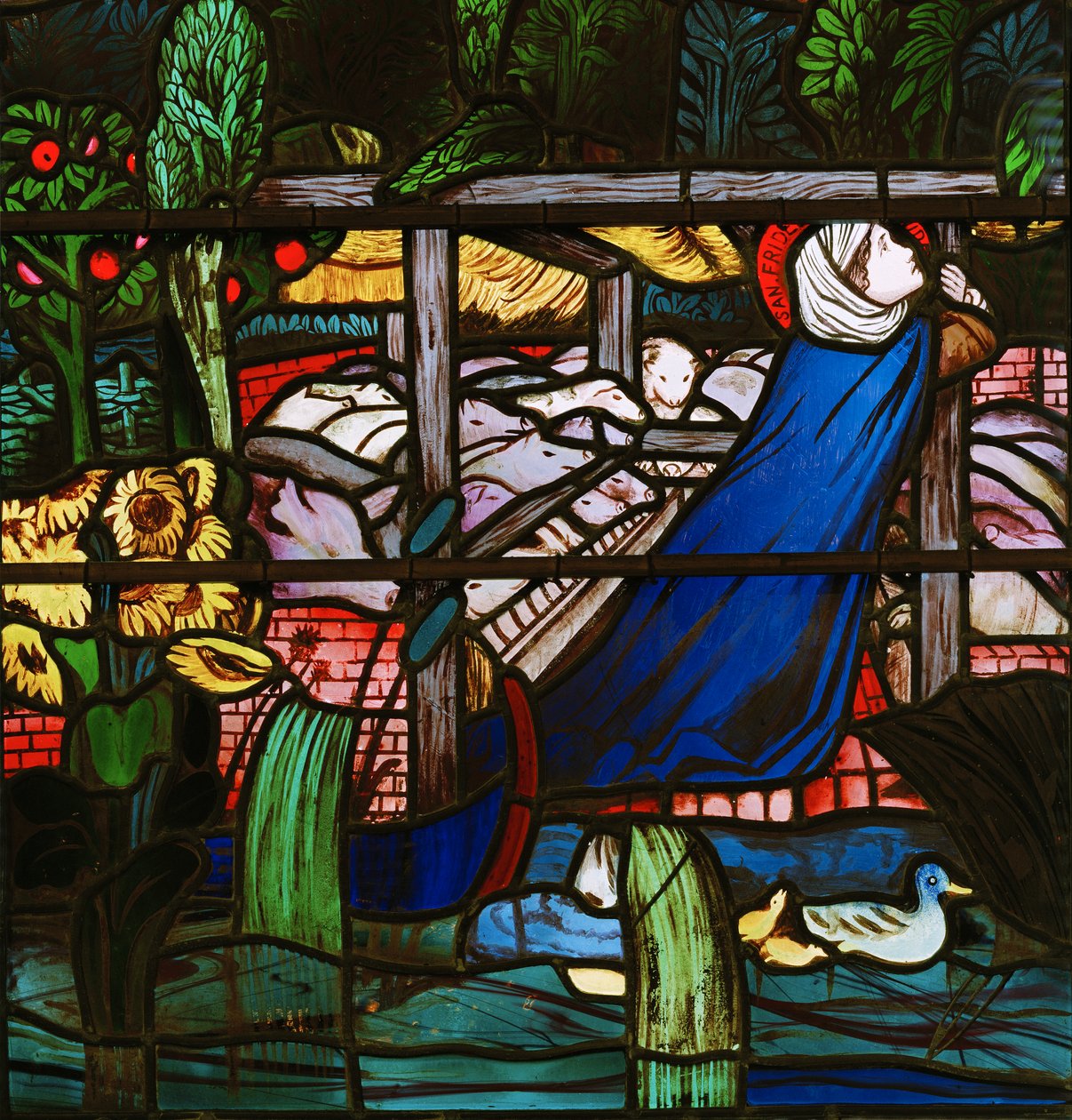 St Frideswide，细节，1859年（彩色玻璃） 作者 爱德华·伯恩·琼斯