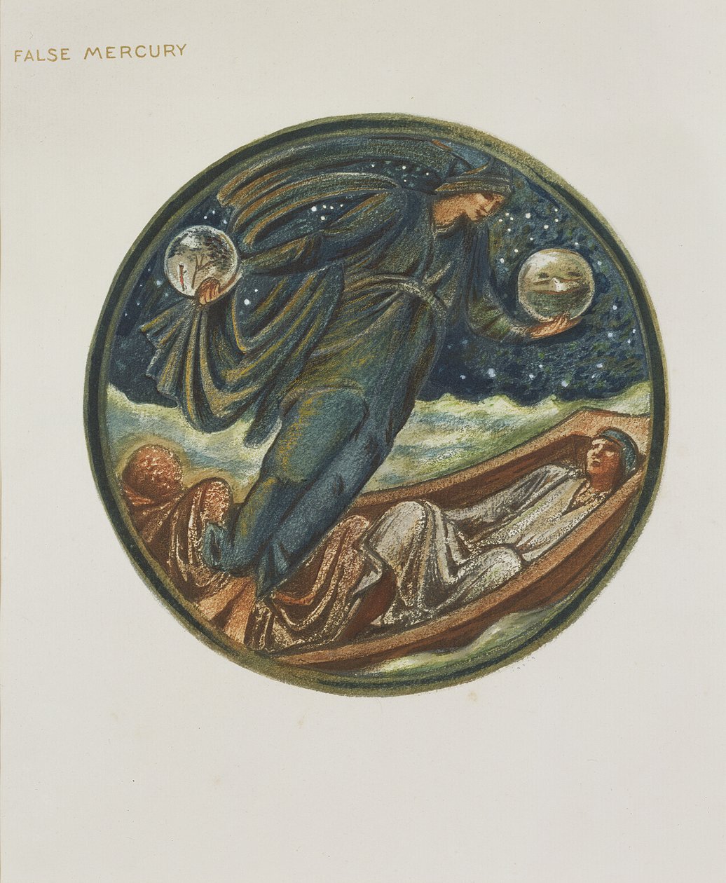 花书：XXXVI。假水星，1905年（纸上有水粉的水晶） 作者 爱德华·伯恩·琼斯