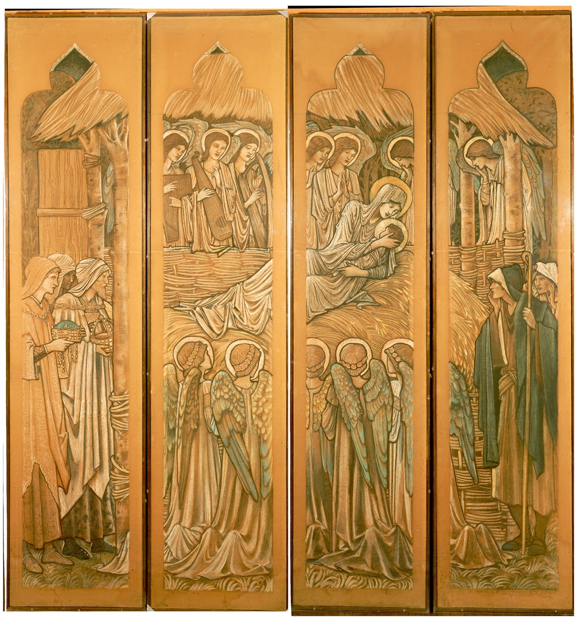 耶稣降生，彩色画玻璃窗的卡通，1897年，哈瓦登，圣迪尼奥尔 作者 爱德华·伯恩·琼斯