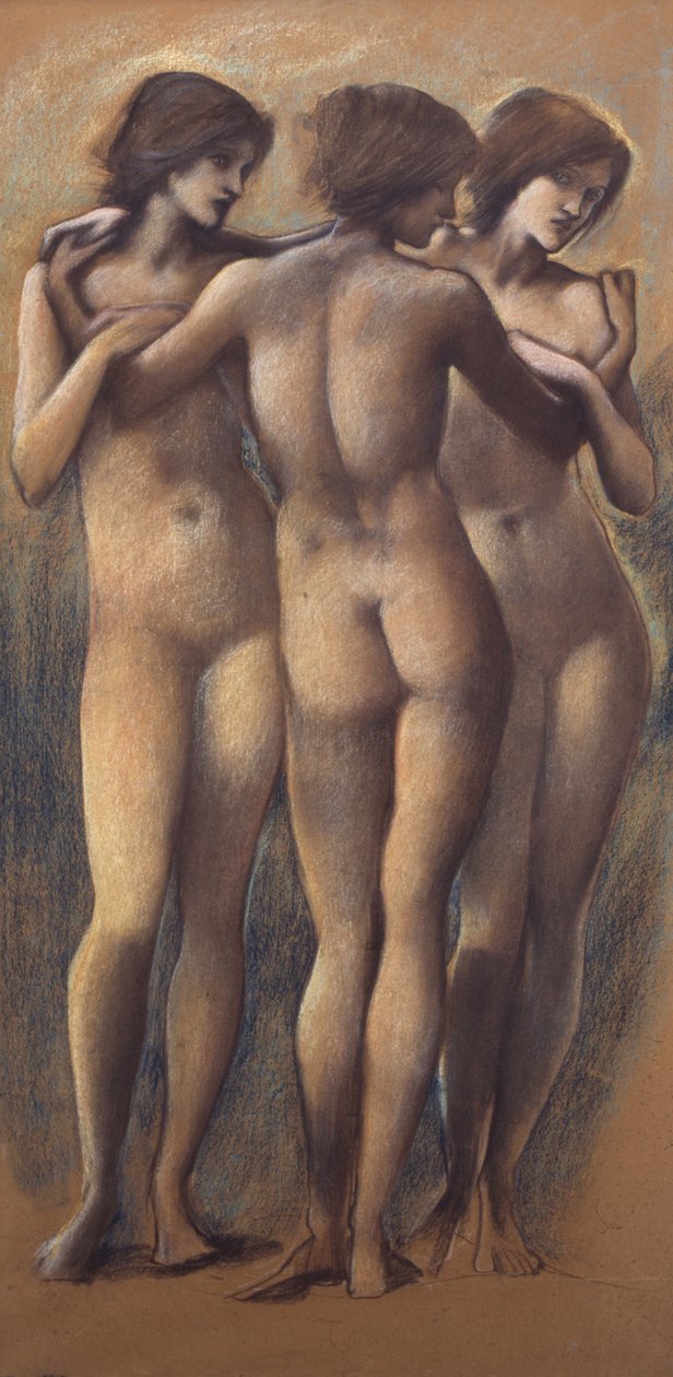 三个美德，c.1885（粉笔在纸上） 作者 爱德华·伯恩·琼斯