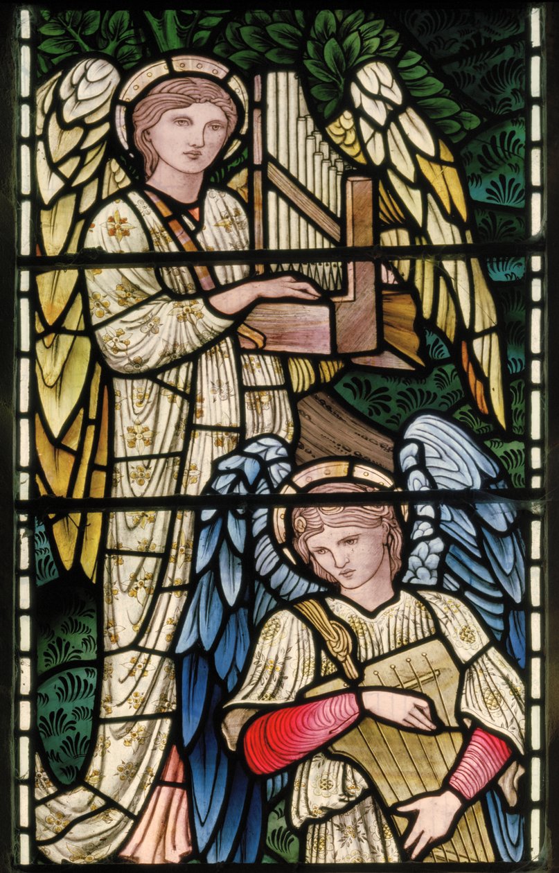 Wilden，All Saints，Morris＆Co.，Edward Burne-Jones，John Henry Dearle（1859-1932），天使天使，天使音乐家，细节，1902-1914，Louisa，Alfred，The Baldwins，总理，卫理公会，Wo 作者 爱德华·科利和迪尔·伯恩·琼斯