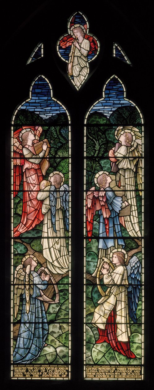 Wilden，All Saints，Morris＆Co.，Edward Burne-Jones，John Henry Dearle（1859-1932），天使天使，天使音乐家，1902-1914，Louisa，Alfred，The Baldwins，总理，卫理公会，伍斯特 作者 爱德华·科利和迪尔·伯恩·琼斯