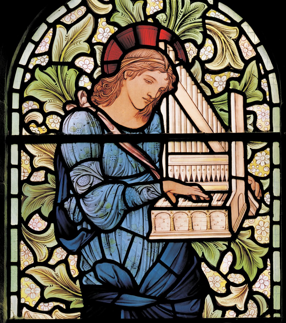 Wilden，All Saints，Morris＆Co.，Edward Burne-Jones，John Henry Dearle（1859-1932），St Cecilia，detail，1902，Louisa，Alfred，The Baldwins，Prime Minister，Methodist，Worcestershire，Arts＆Crafts，R 作者 爱德华·科利和迪尔·伯恩·琼斯