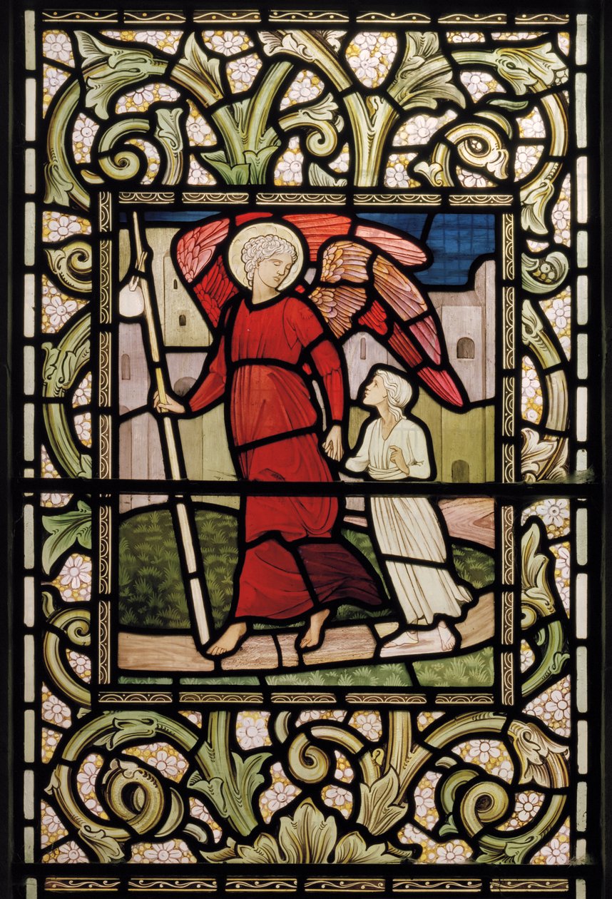 Wilden，All Saints，Morris＆Co.，Edward Burne-Jones，John Henry Dearle（1859-1932），The Child with Guardian Angel，1902-1914，Louisa，Alfred，The Baldwins，Chief Minister，Methodist，Worcestershire， 作者 爱德华·科利和迪尔·伯恩·琼斯