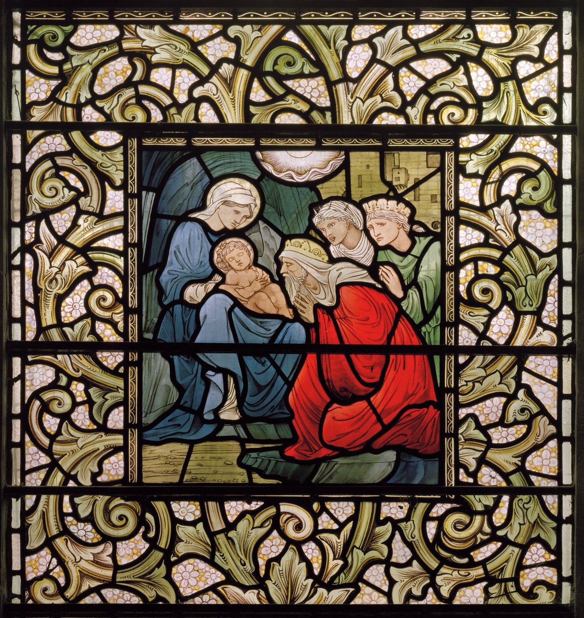 Wilden，All Saints，Morris＆Co.，Edward Burne-Jones，John Henry Dearle（1859-1932），The Magoration of the Magi，1902-1914，Louisa，Alfred，The Baldwins，Prime Minister，Methodist，Worcestershire，Arts 作者 爱德华·科利和迪尔·伯恩·琼斯