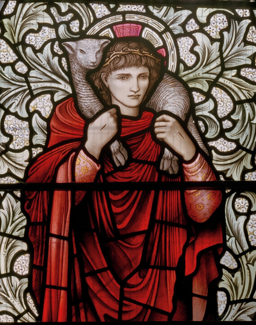 Wilden，All Saints，Morris＆Co.，Edward Burne-Jones，John Henry Dearle（1859-1932），The Good Shepherd，detail，1904，Louisa，Alfred，The Baldwins，Chief Minister，Methodist，Worcestershire，Arts＆Cr 作者 爱德华·科利和迪尔·伯恩·琼斯