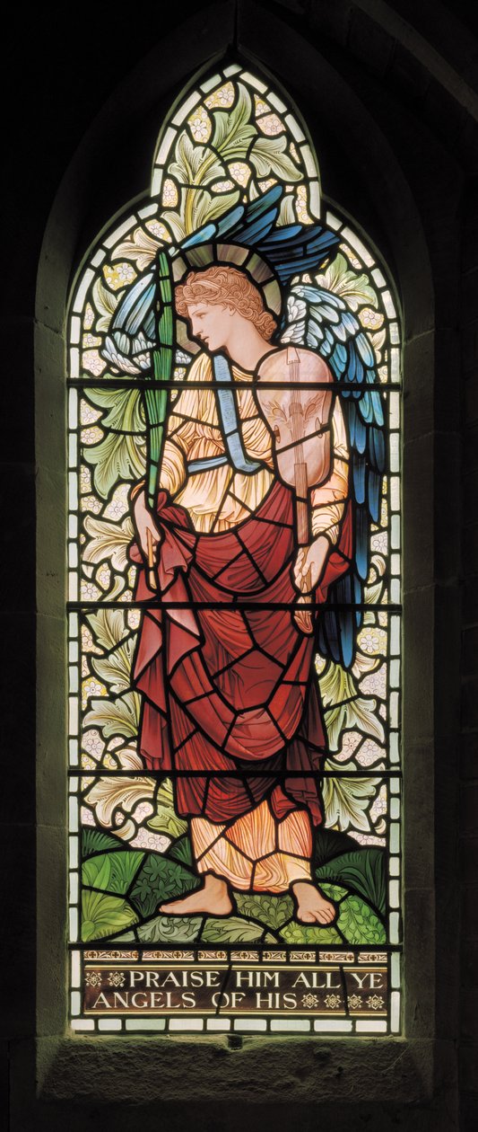 Wilden，All Saints，Morris＆Co.，Edward Burne-Jones，John Henry Dearle（1859-1932），Tyhe Minstrel Angel，1902-1914，Louisa，Alfred，The Baldwins，总理，卫理公会，伍斯特郡，艺术与Cra 作者 爱德华·科利和迪尔·伯恩·琼斯