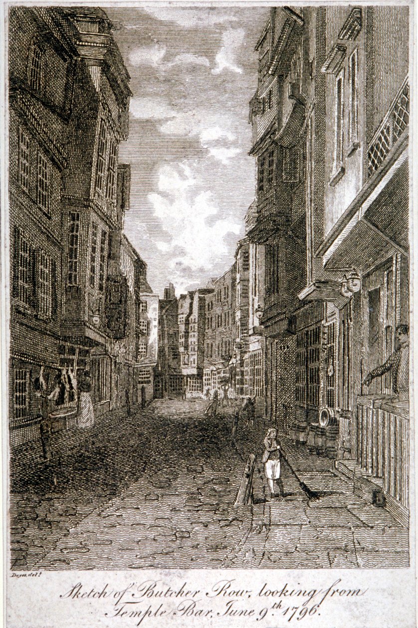 伦敦威斯敏斯特的屠夫街，1796年。                                          作者 爱德华·戴斯