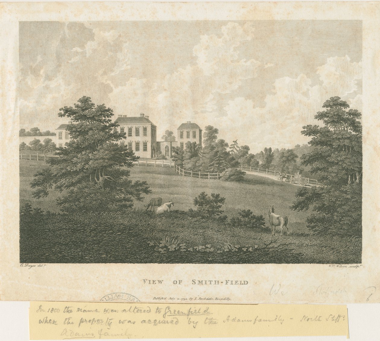 沃尔斯坦顿-《史密斯球场的风景》：版画，nd [c 1794] 作者 爱德华·戴斯