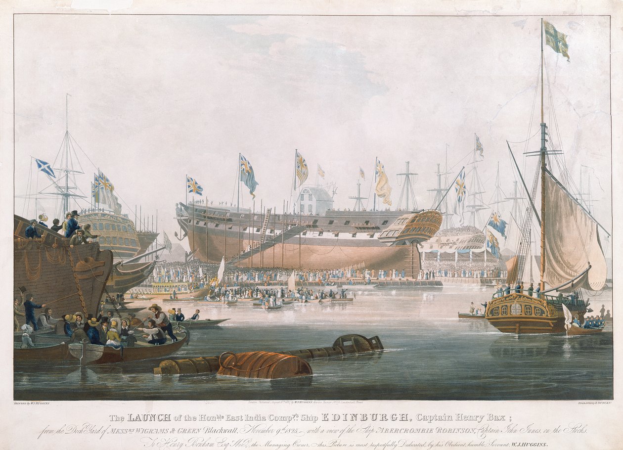 爱丁堡于1825年11月9日在布莱克沃尔（Blackwall）推出，由哈金斯（Huggins）绘制 作者 爱德华·邓肯