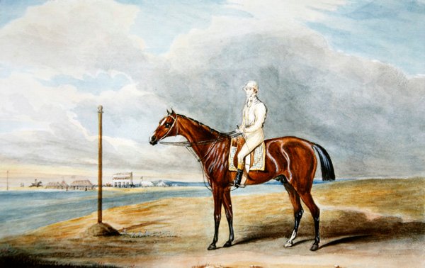 洛特勋爵的 "小猎犬 "W.Wheatley在Epsom，约1831年（纸上水彩）。 作者 爱德华·邓肯
