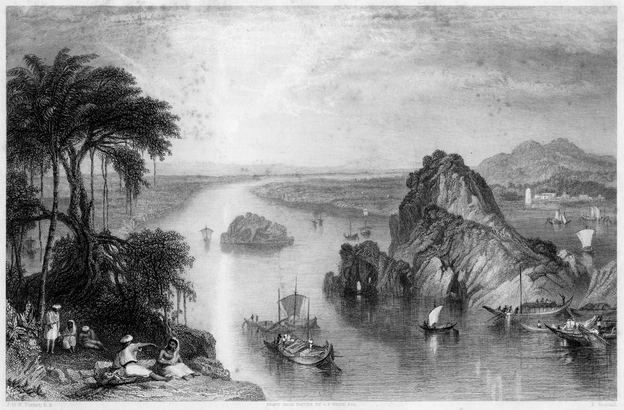 1838年，印度恒河上的Colgong岩石 作者 爱德华·古道尔