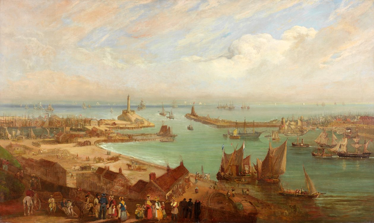 来自Roker的桑德兰港，1850-c.1855 作者 爱德华·黑斯廷斯