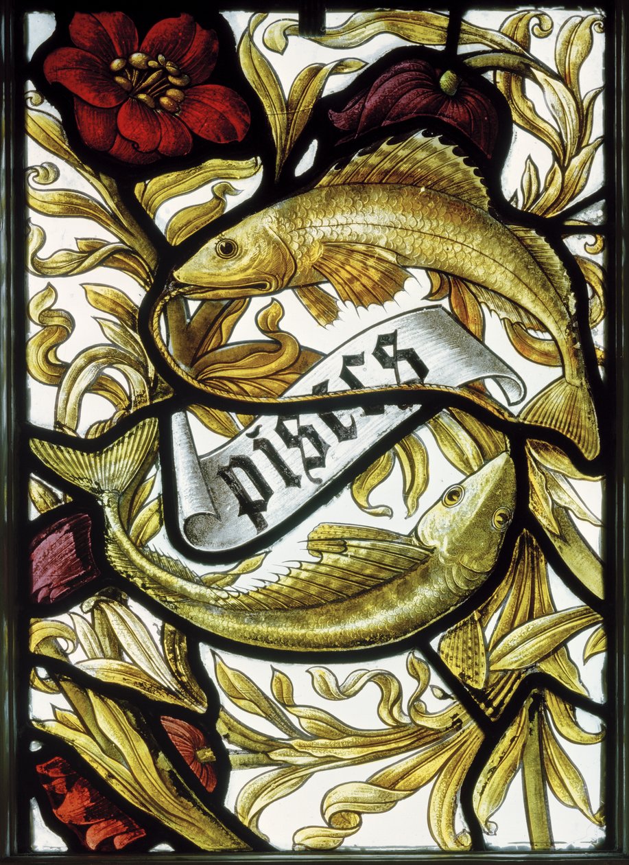 Pownall Hall，Shrigley＆Hunt（1873-1982），Edward Holmes Jewitt（1849-1929），十二生肖，双鱼座，1886 作者 爱德华·霍姆斯·杰威特