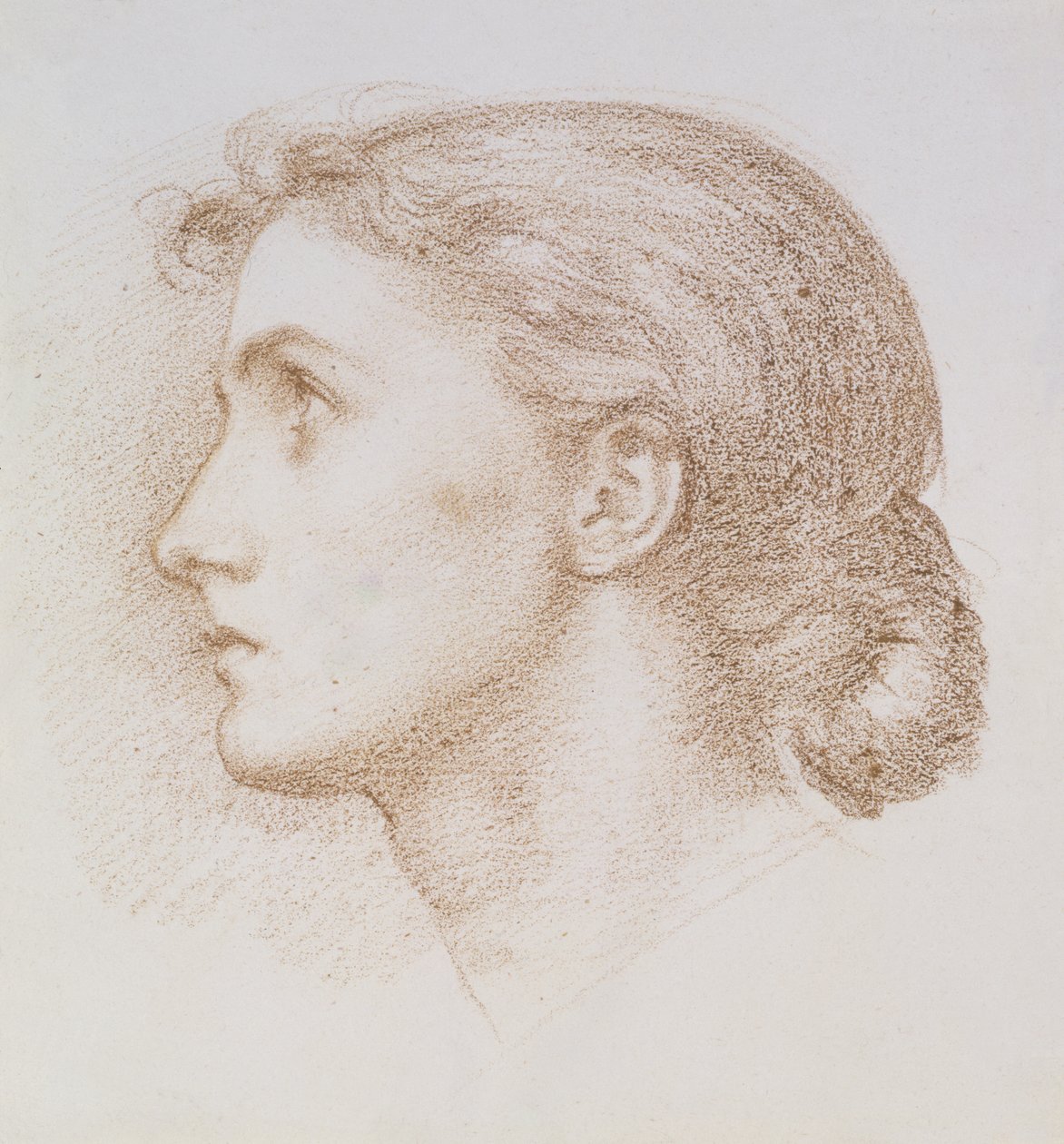 年轻女子的头部研究，约1880年（纸上粉笔画） 作者 爱德华·约翰·波因特