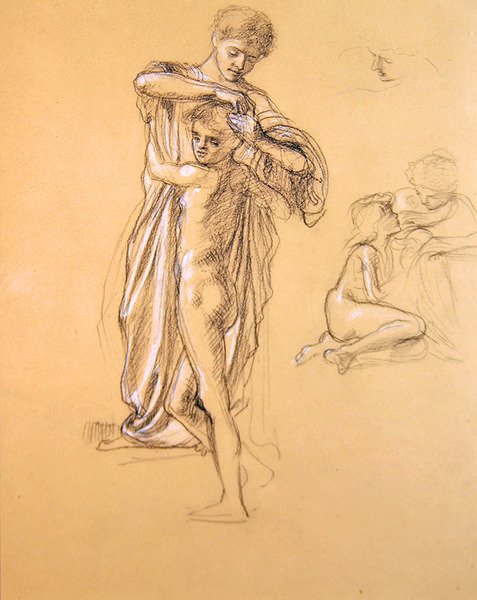 研究闲置恐惧（I），1893年（粉笔在纸上） 作者 爱德华·约翰·波因特
