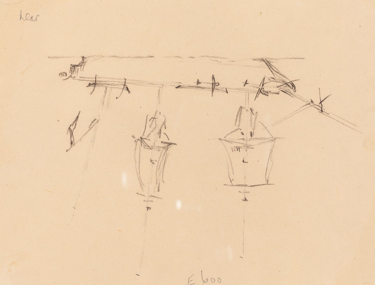 一艘帆船[背面]，18391845。 作者 爱德华·李尔