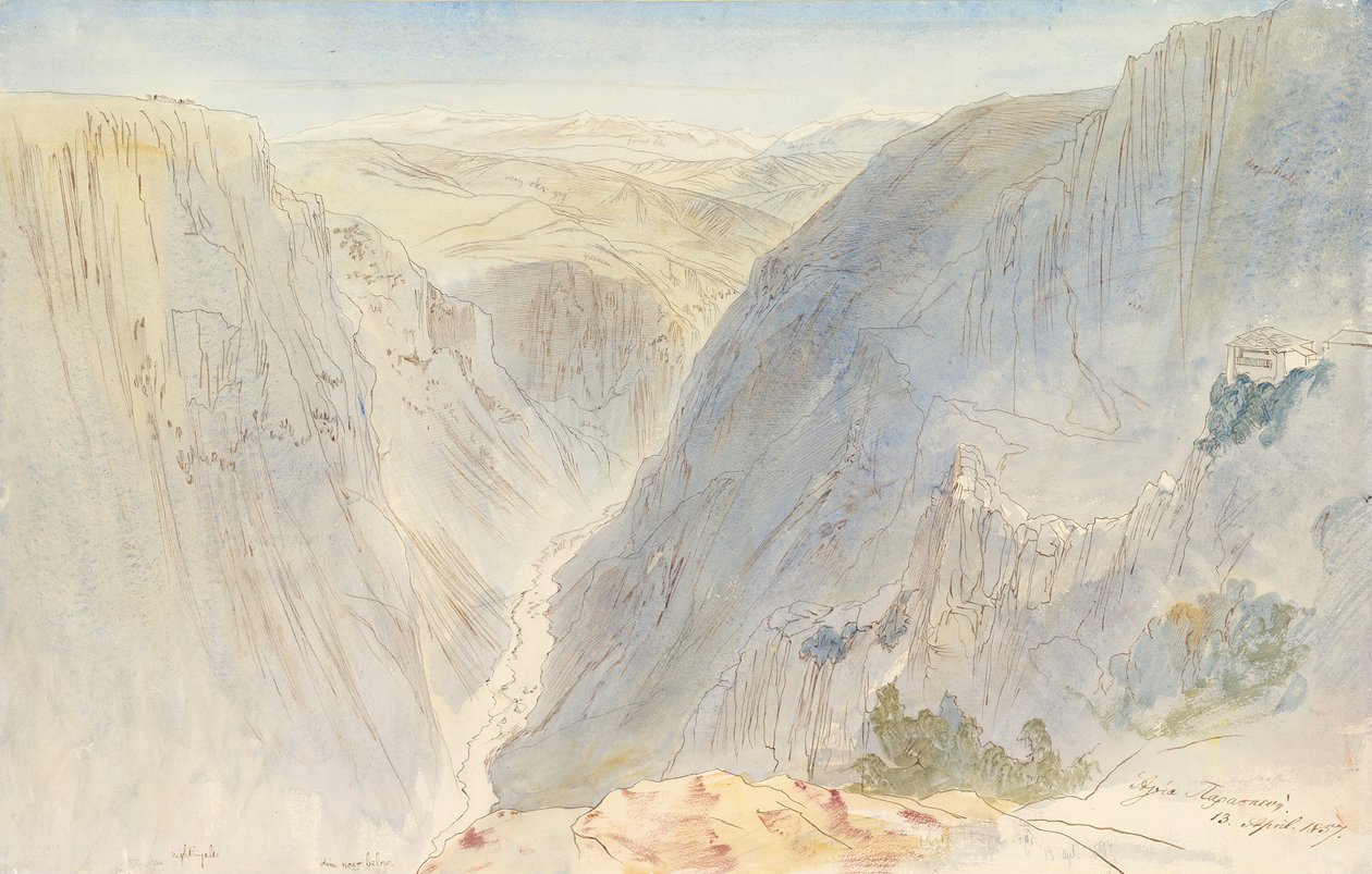1857年4月13日，希腊伊庇鲁斯Agia Paraskevi。 作者 爱德华·李尔