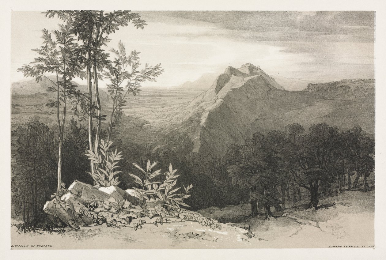Civitella di Subiaco，c。 1840。 作者 爱德华·李尔