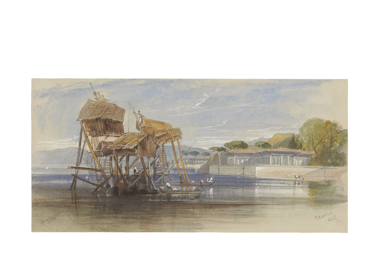 博斯普鲁斯海峡渔民房屋，1848年 作者 爱德华·李尔