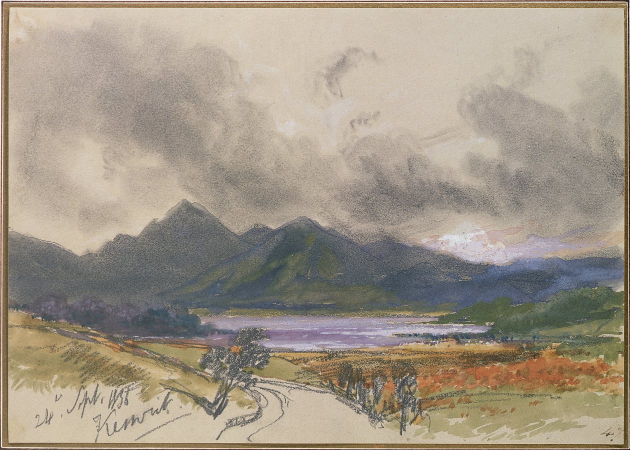 Keswick，1836年9月24日（铅笔和白纸在纸上） 作者 爱德华·李尔