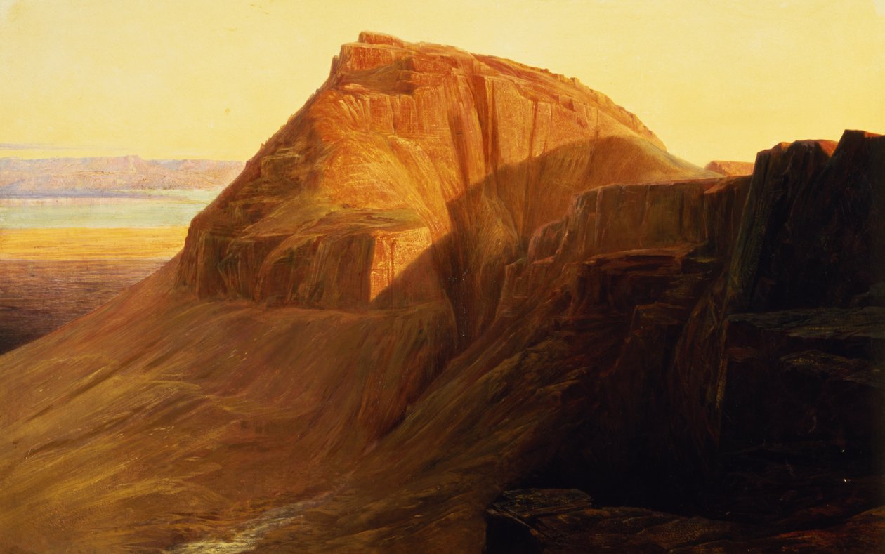 Masada或Sebbeh在死海上，1858年 作者 爱德华·李尔