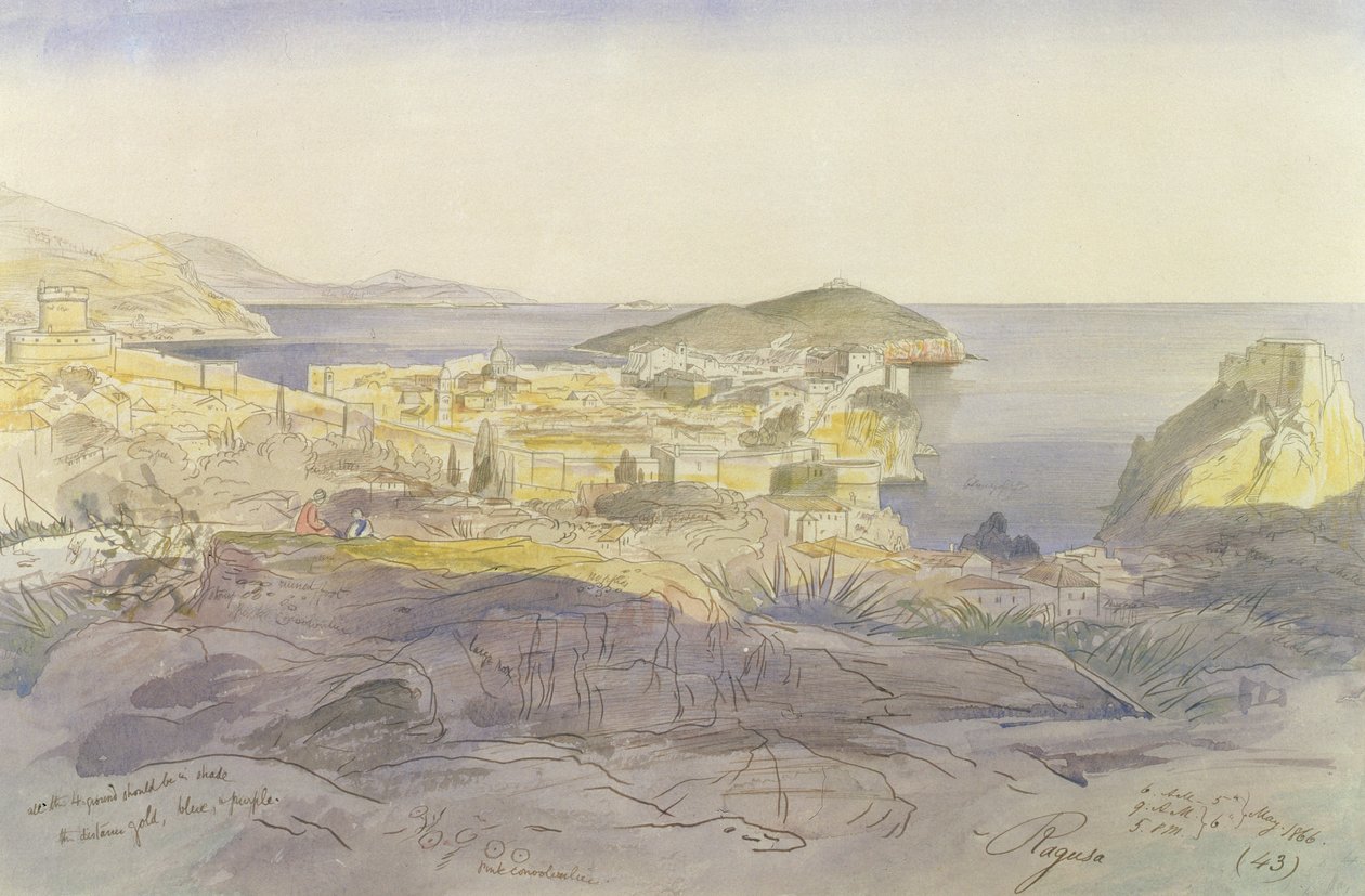拉古萨（杜布罗夫尼克），1866年5月5日至6日（纸笔，墨水和纸张） 作者 爱德华·李尔