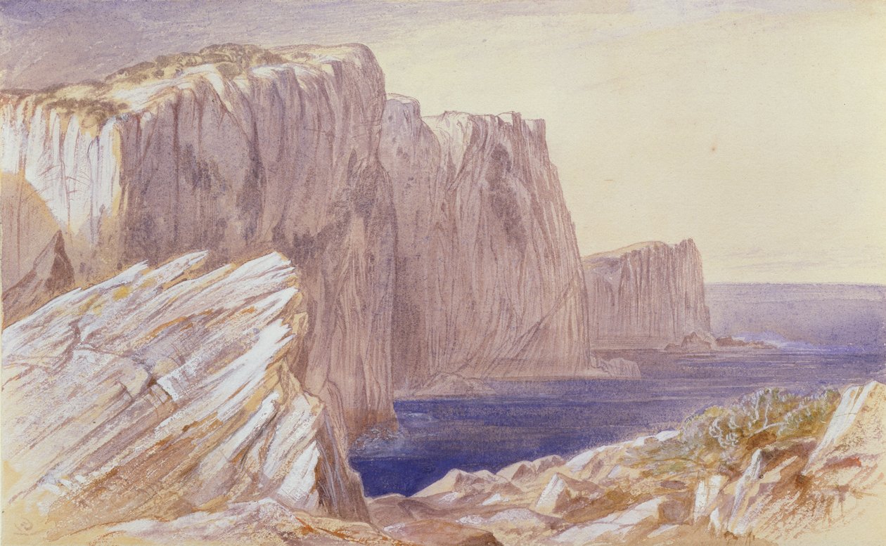 Sapphos Leap（Leucatas）Lefkas（用铅笔在纸上加白色） 作者 爱德华·李尔