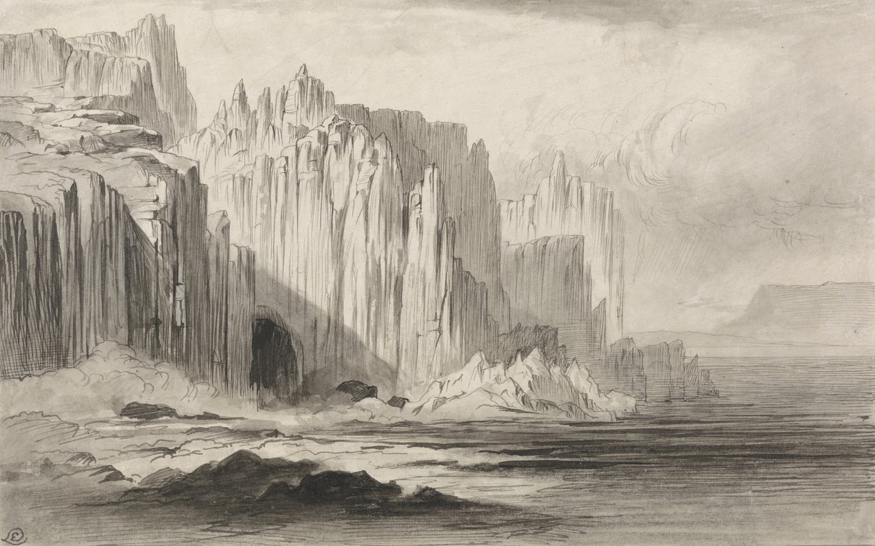 Capo Sant&39;Angelo，阿马尔菲，约1885年（钢笔和墨水，用纸本洗净） 作者 爱德华·李尔