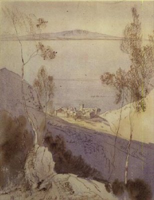 埃斯皮格梅努修道院（水彩画 作者 爱德华·李尔
