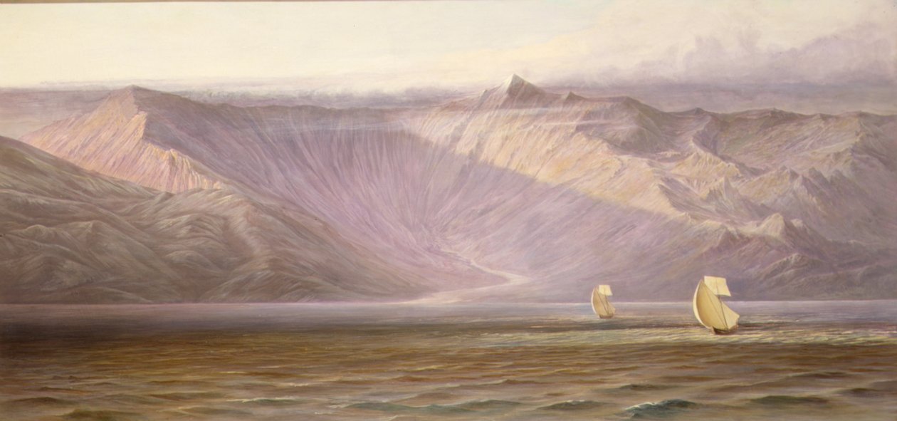 浩瀚的阿克罗克劳尼城墙，阿尔巴尼亚海岸（布面油画） 作者 爱德华·李尔