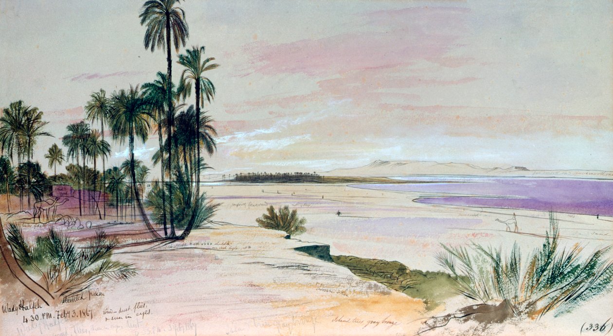 瓦迪哈勒夫（Wadi Halfeh），1867年2月3日 作者 爱德华·李尔
