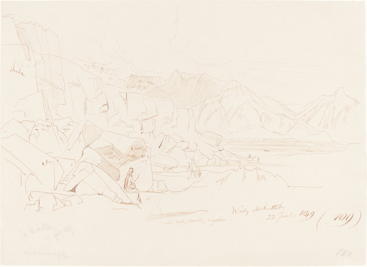 Wady Mokatteb，1849年。 作者 爱德华·李尔