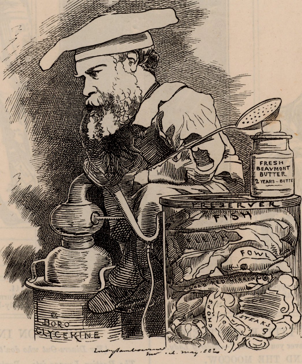 弗雷德里克·塞特尔·巴夫 (Frederick Settle Barff) 的卡通片），1882 年 5 月 20 日伦敦，Punch