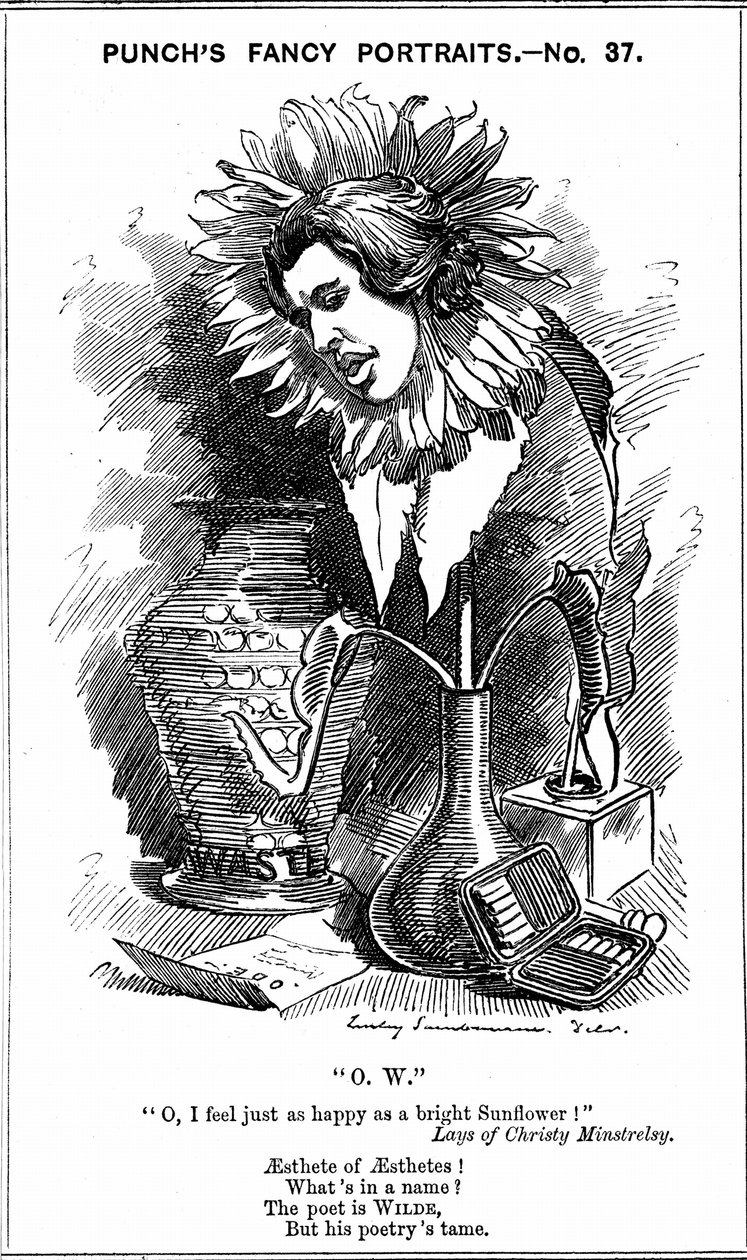 Oscar Wilde (1854-1900) Irish playwright, novelist, poet and wit. Cartoon by Edward Linley Sambourne from his 