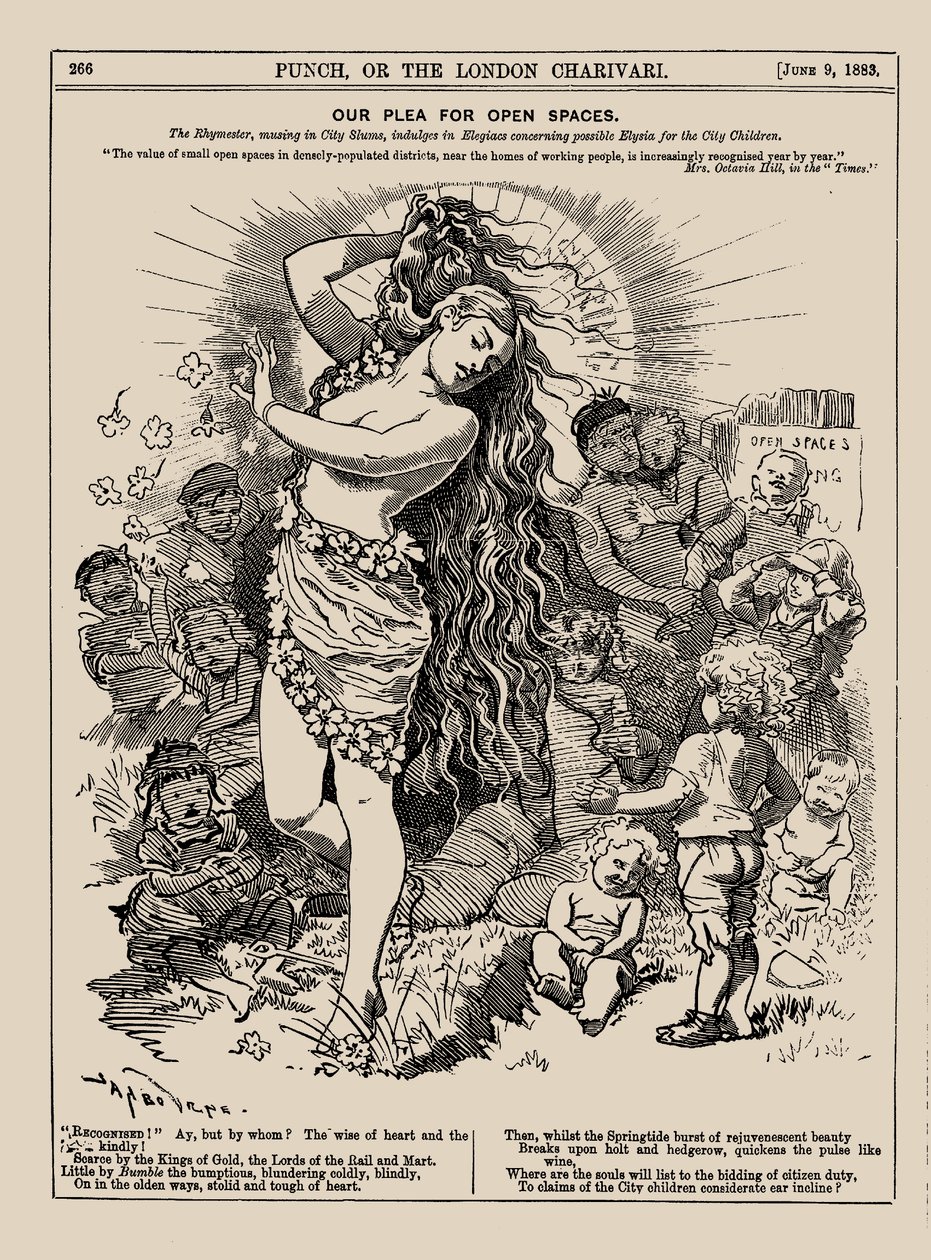 我们对开放空间的诉求。Punch, June 1883, 1883. 作者 爱德华·林利·桑伯恩