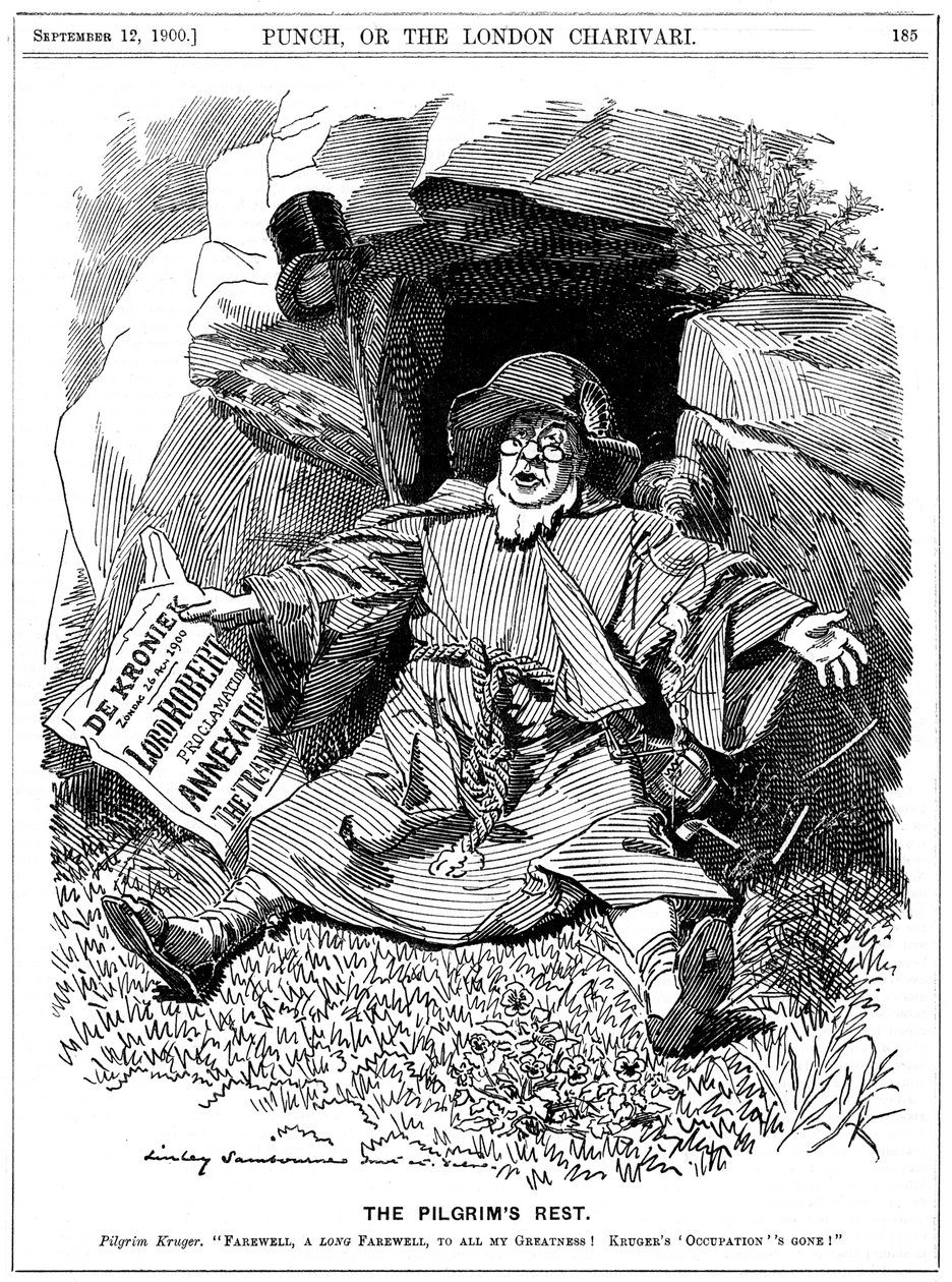 朝圣者休憩室，讽刺画，保罗·克鲁格（Paul Kruger），南非政客，1900年 作者 爱德华·林利·桑伯恩