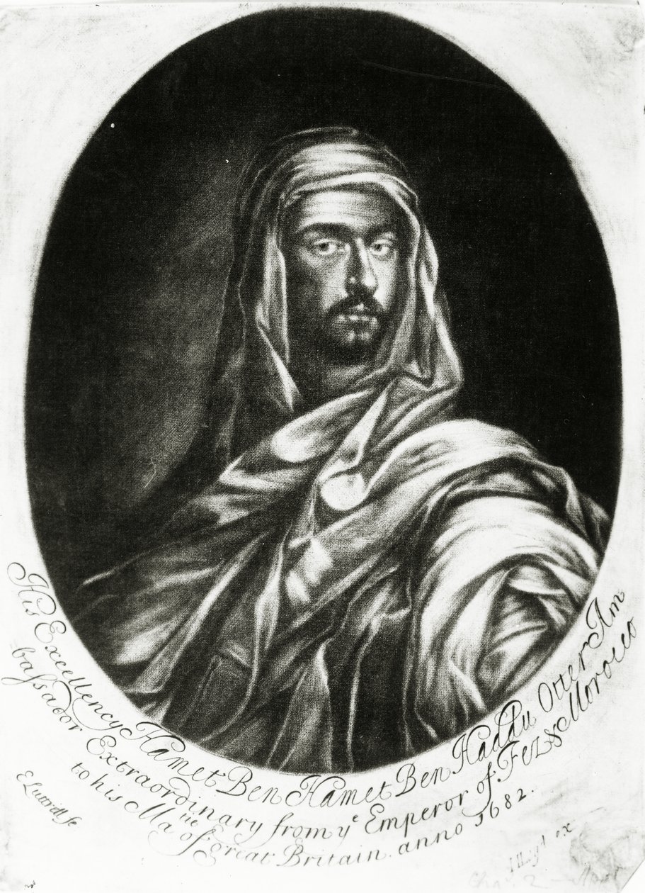 Hamet Ben Hamet Ben Haddu Otter阁下，由John Lloyd出版，1682年（mezzotint） 作者 爱德华·卢特雷尔