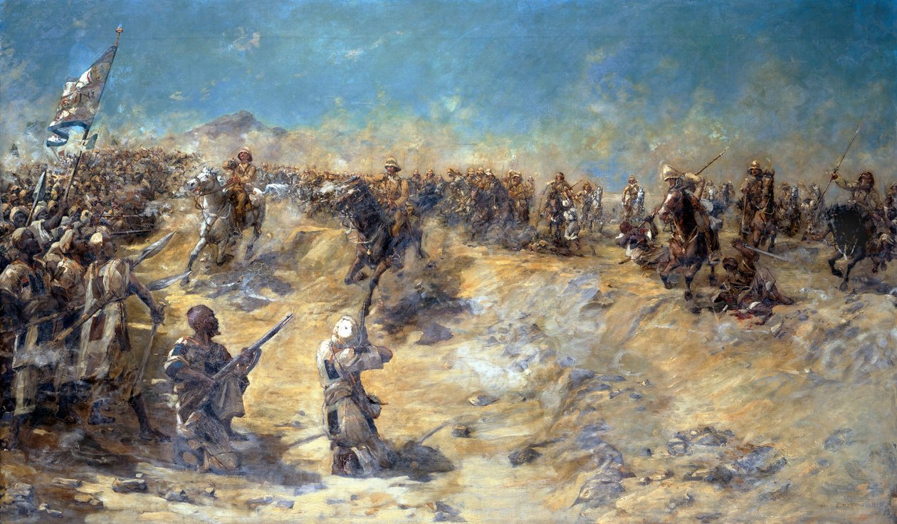 1899年9月2日，1899年在Omdurman战役中的第21枪骑兵的冲锋 作者 爱德华·马修·黑尔
