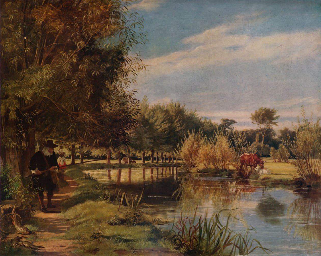 艾萨克·沃尔顿（Izaak Walton）垂钓：1938年，在科恩河畔的夏日 作者 爱德华·马修·沃德